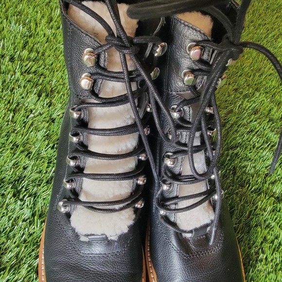 Marc Fisher Black Leatger Lace Up Boots 7.5 - Picture 3 of 8